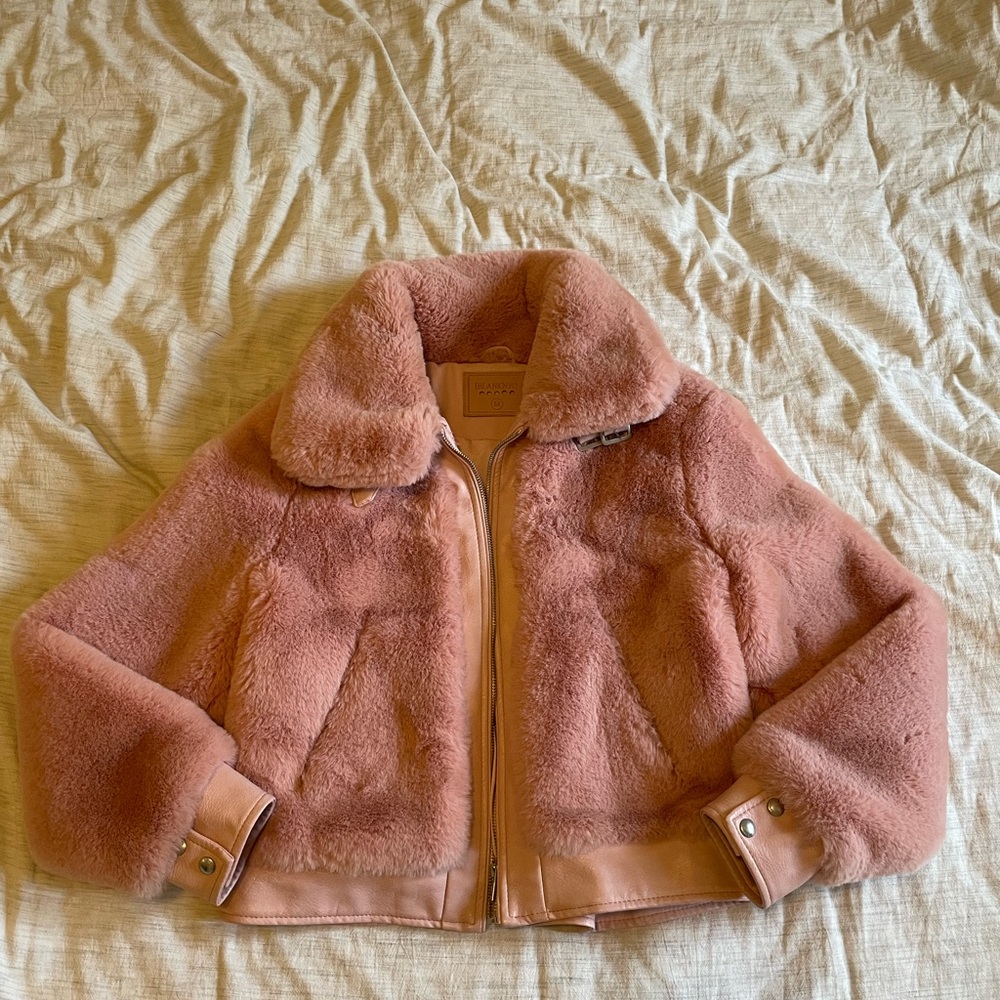 Blank NYC Light Pink Faux Fur Jacket